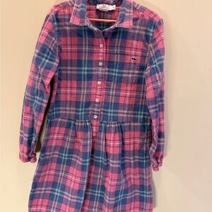 Vineyard vines Plaid Long Sleeve Kids Shirt Dress- size 8